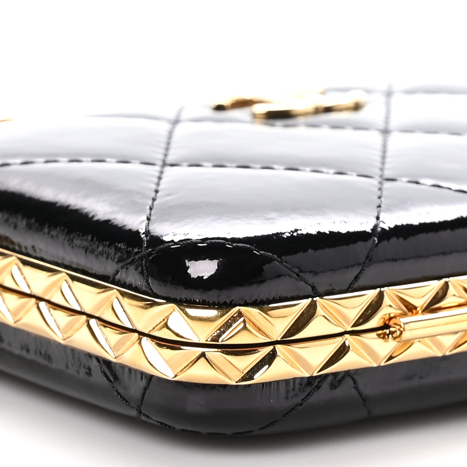 Chanel Glazed Goatskin Quilted Small Box With Chain Black 10 of 11