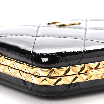 Chanel Glazed Goatskin Quilted Small Box With Chain Black 10 of 11