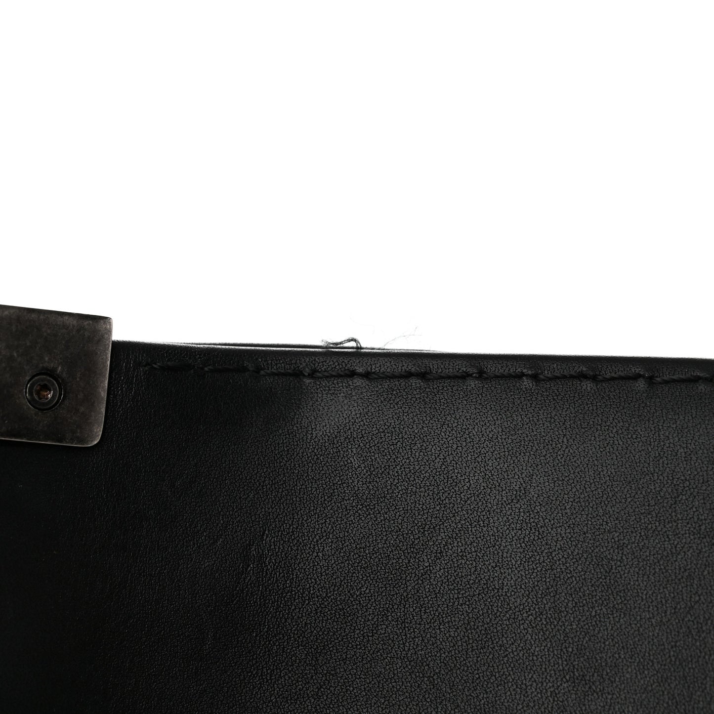 Calfskin Double Stitch Large Boy Flap Black