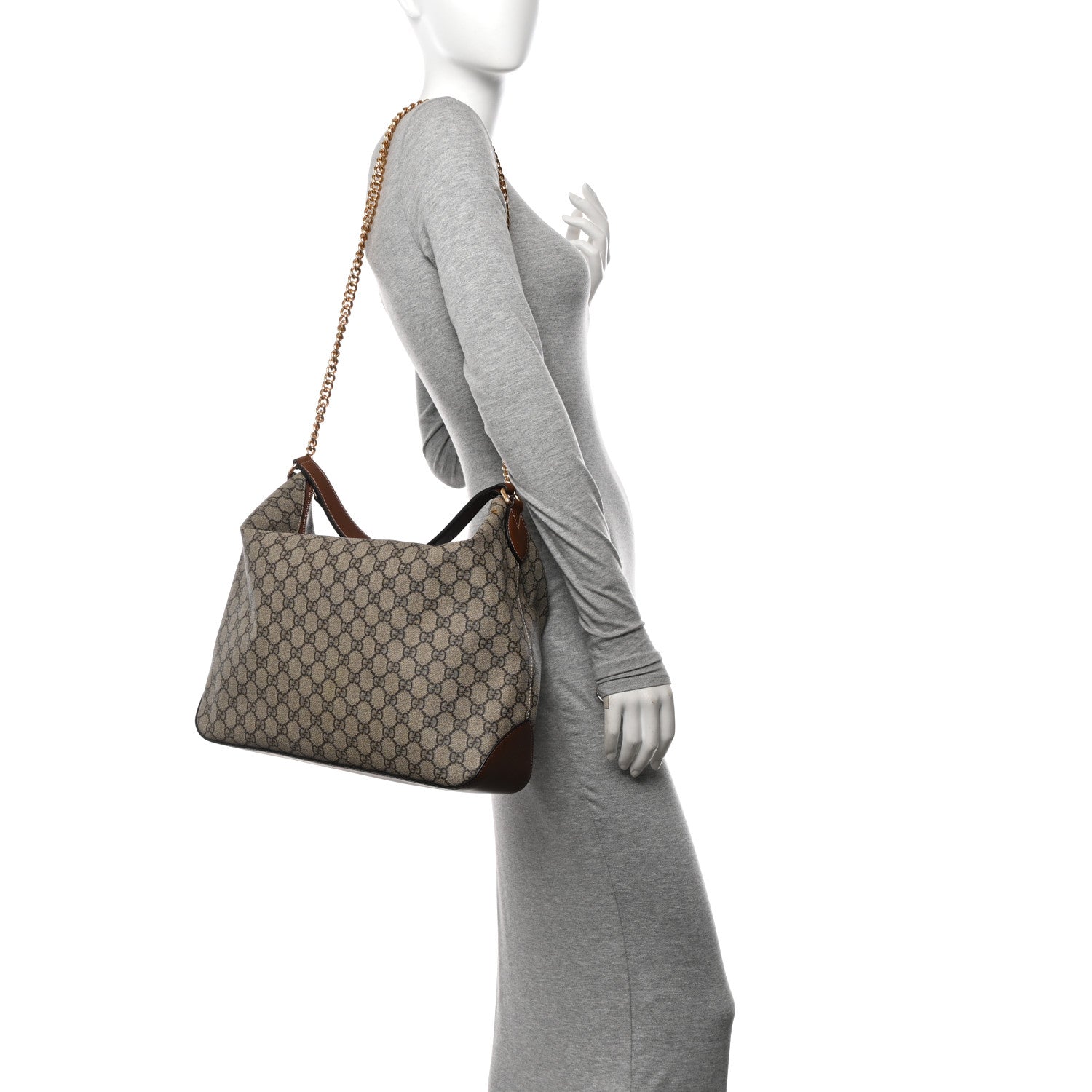 Gucci GG Supreme Monogram Large Linea A Hobo Light Brown 2 of 11