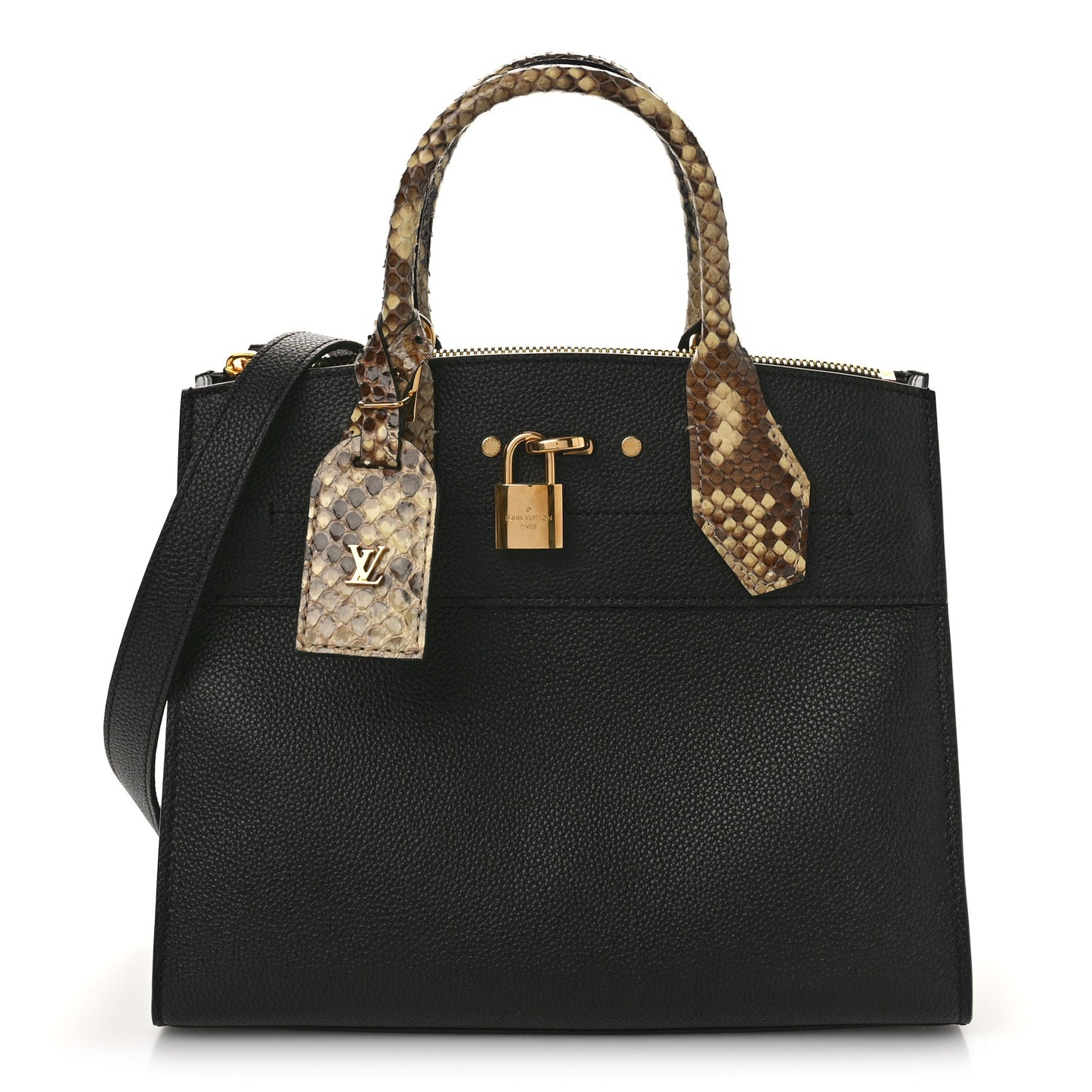 Taurillon Snakeskin City Steamer PM Black