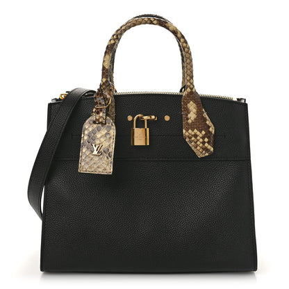 Louis Vuitton Taurillon Snakeskin City Steamer PM Black 1 of 8