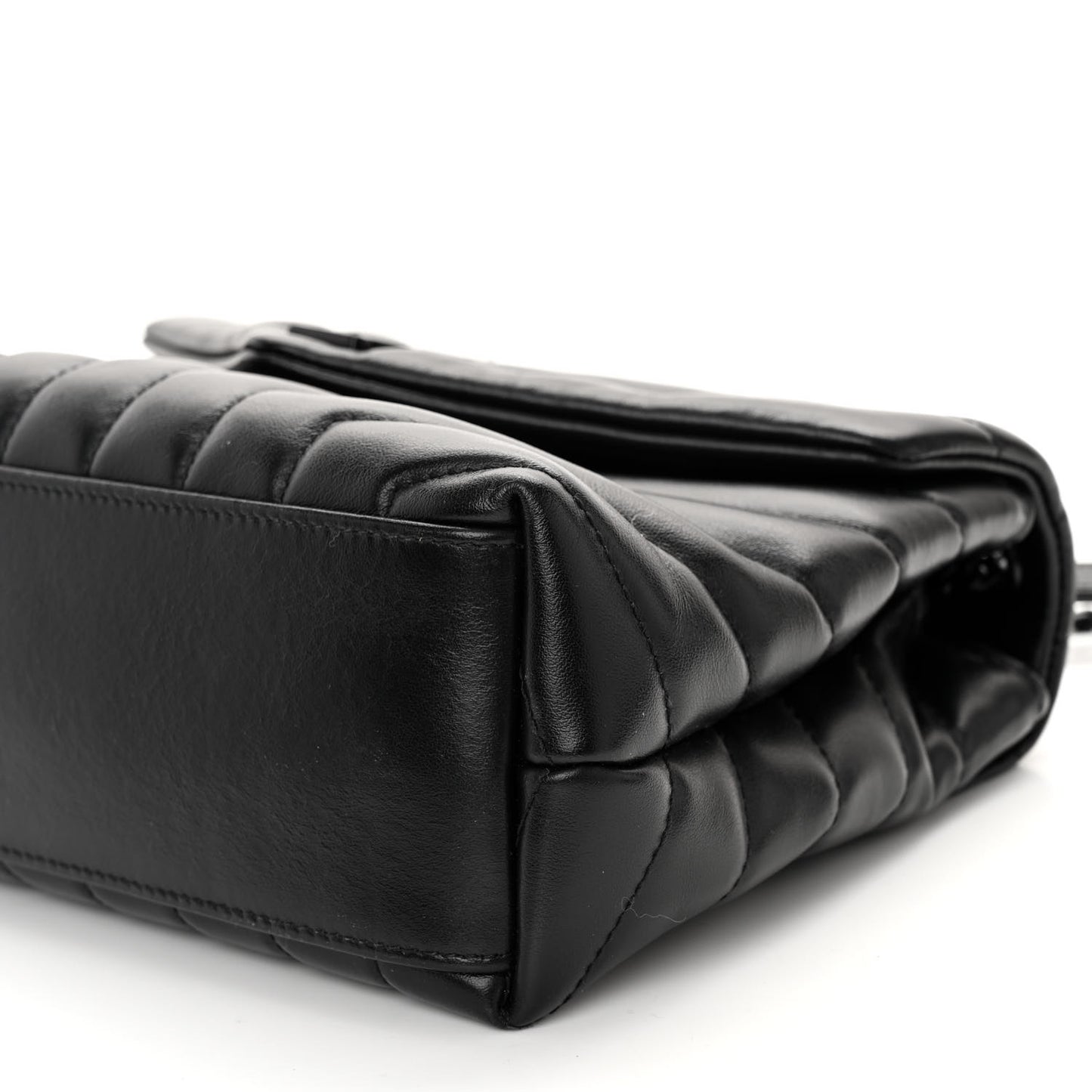 Calfskin Y Quilted Monogram Monochrome Small Loulou Chain Satchel Black