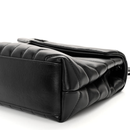 Saint Laurent Calfskin Y Quilted Monogram Monochrome Small Loulou Chain Satchel Black 9 of 9