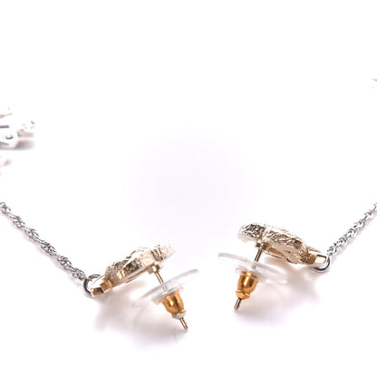 Chanel Baguette Crystal Moon CC Dangle Earrings Gold Silver 3 of 5