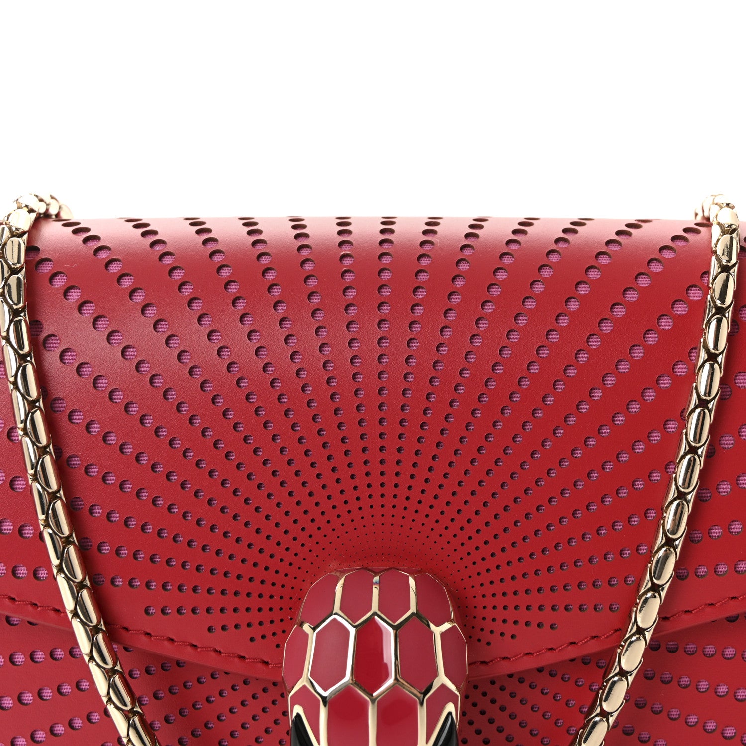 Bulgari Calfskin Laser Cut Small Serpenti Forever Diamond Blast Sunshine Crossbody Bag Red Pink 7 of 9