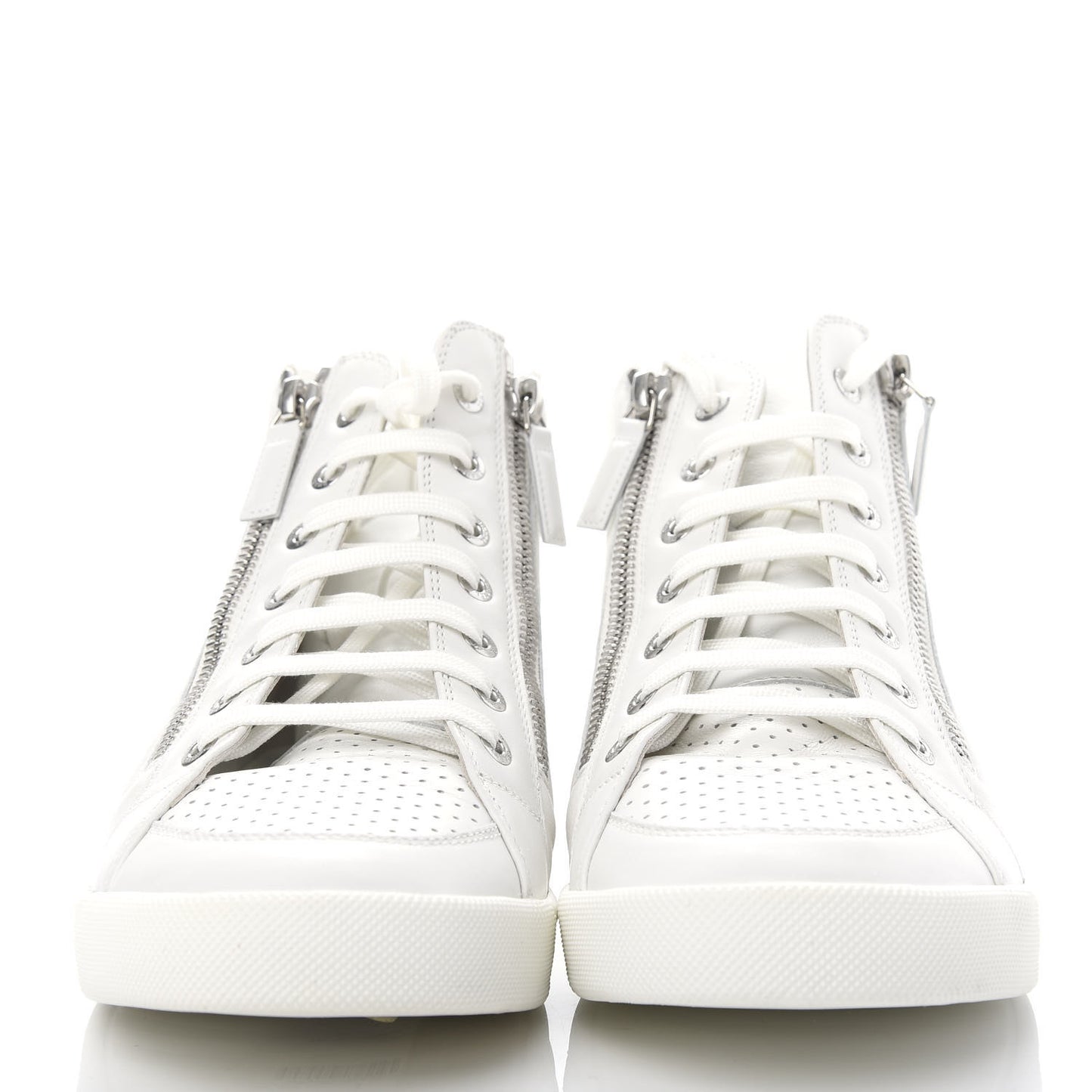 Calfskin Pearl High Top CC Sneakers 39.5 White
