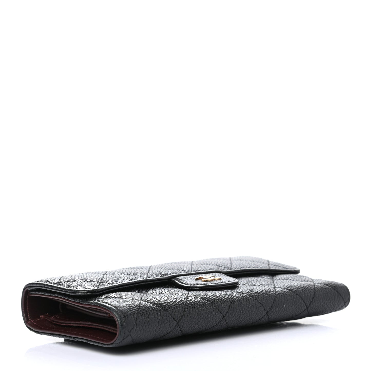 Caviar Quilted Large Flap Wallet Black