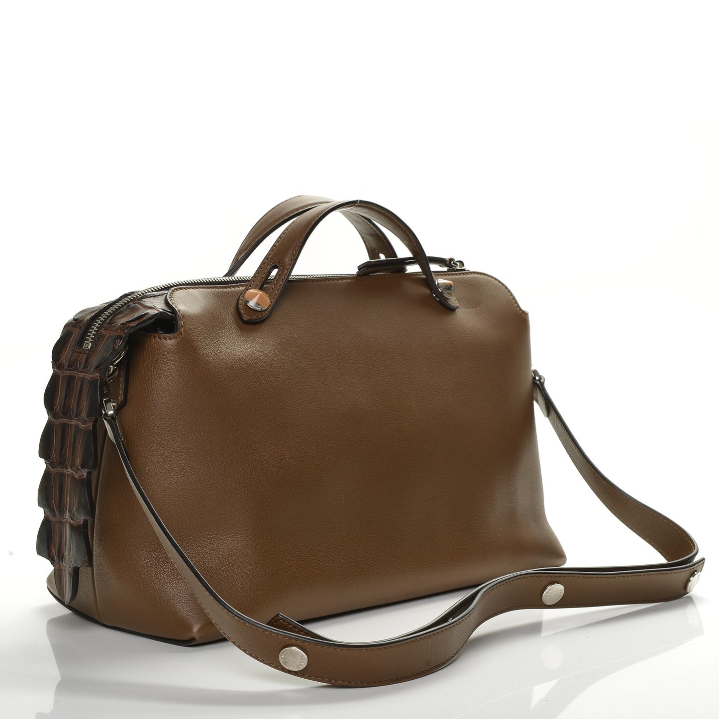 Vitello Dolce Croc Tail Large By The Way Boston Bag Foresta Marrone