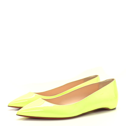 Christian Louboutin Patent Pigalle Follies Flats 37 Neon Yellow 3 of 8
