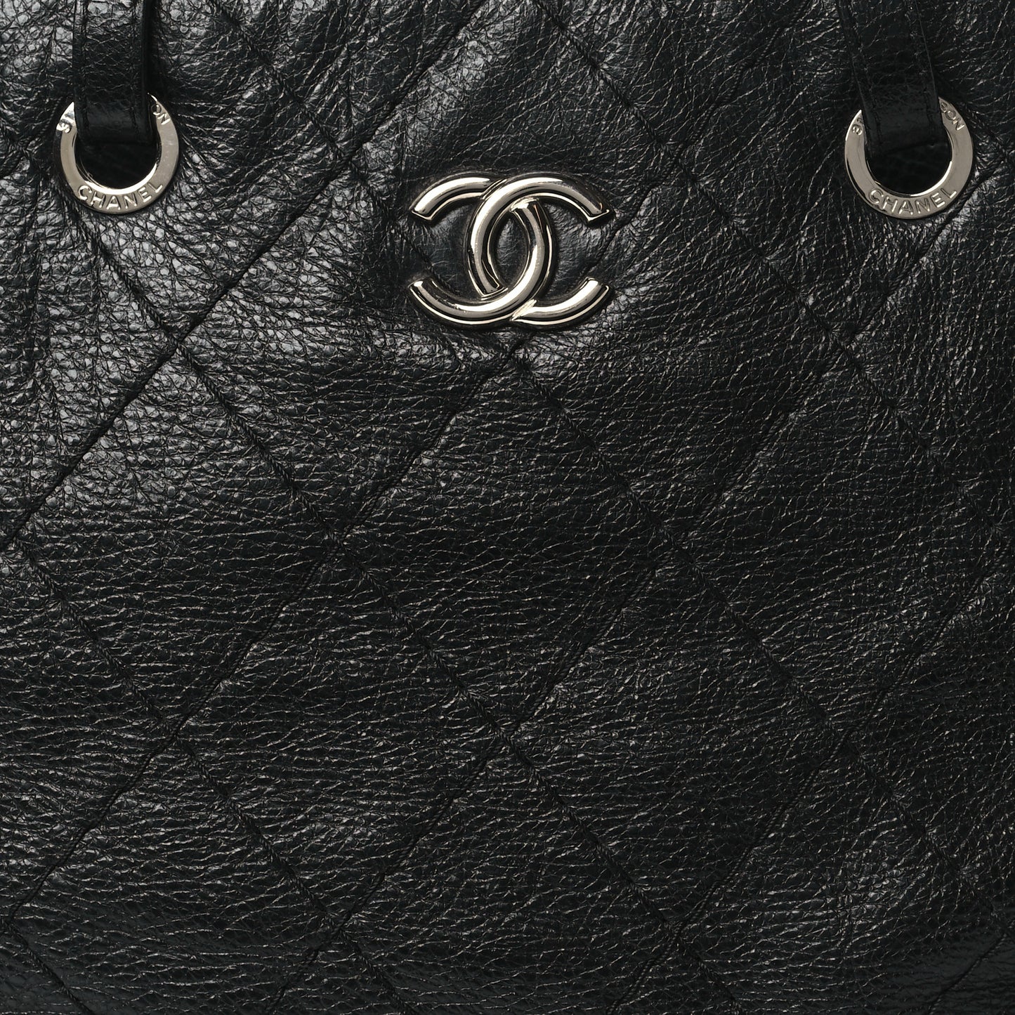 Glazed Calfskin Large On The Road Tote Black