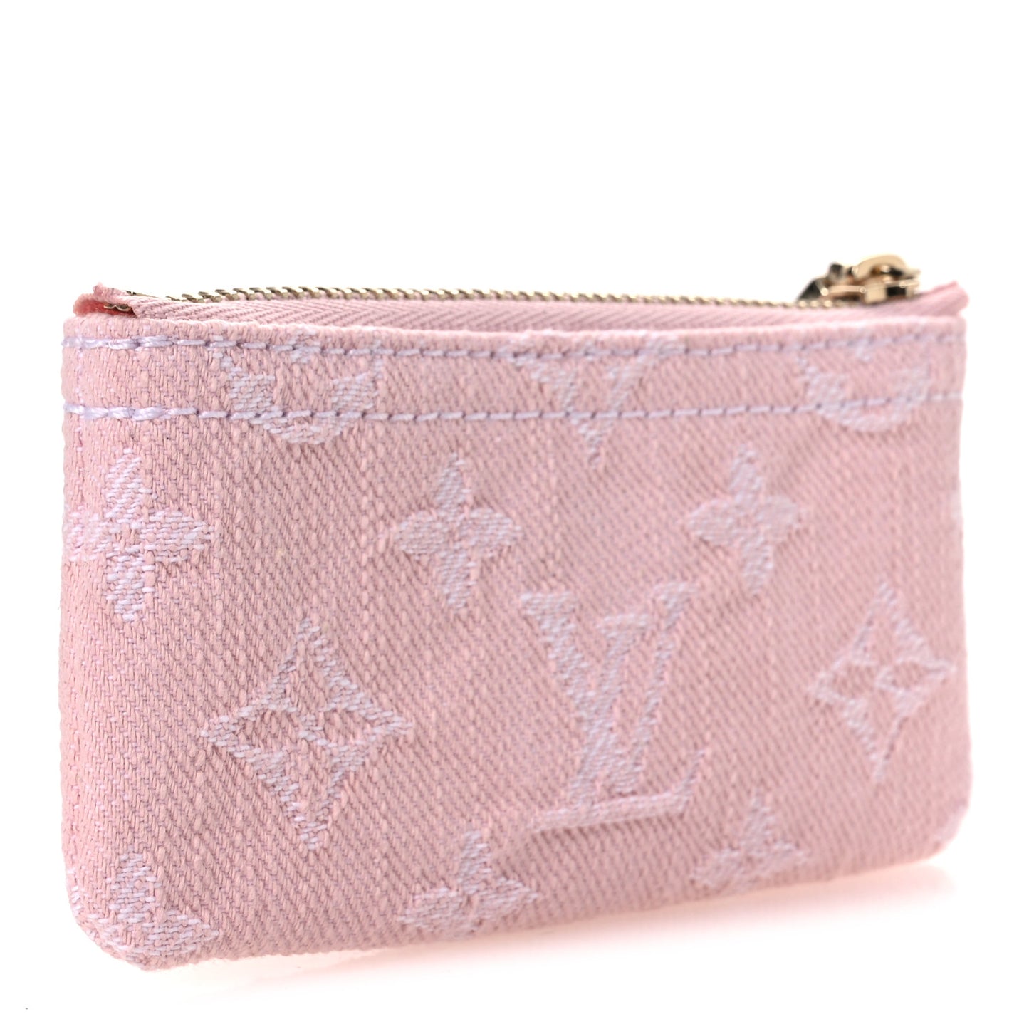 Monogram Denim Key Pouch Washed Pink
