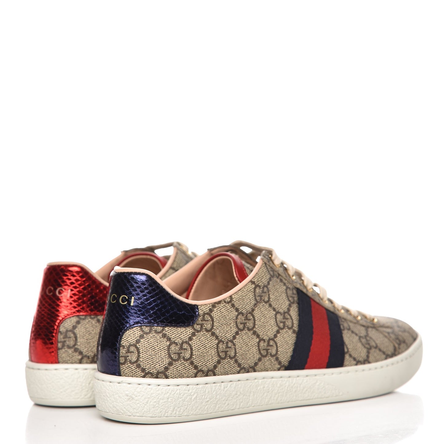 GG Supreme Monogram Ace Low-Top Sneaker 37 Beige