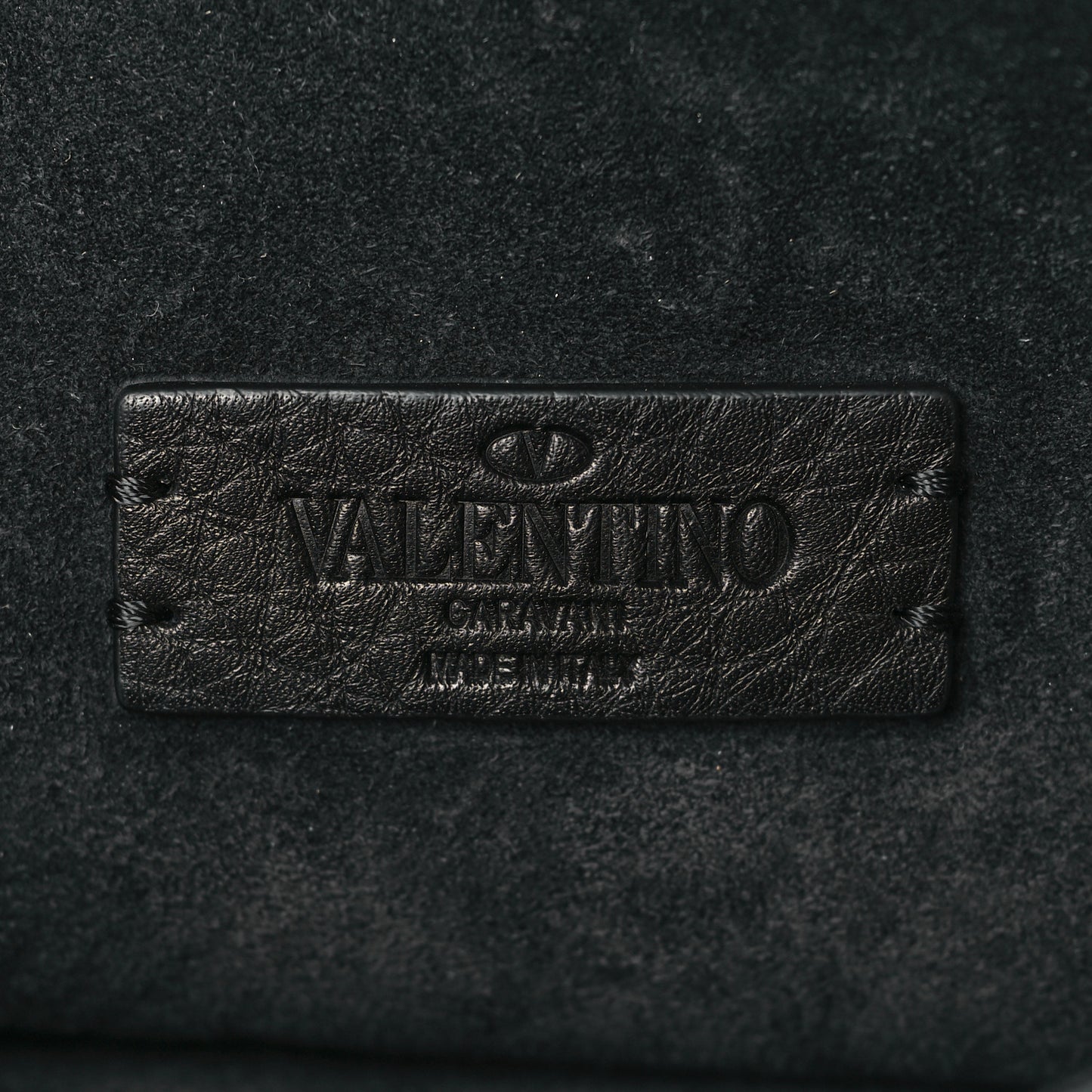 Pebbled Calfskin Roman Stud Logo Crossbody Pouch Black
