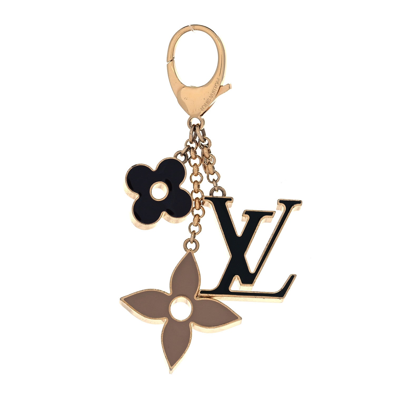 Louis Vuitton Metal Enamel Fleur De Monogram Bag Charm Dore 1 of 4