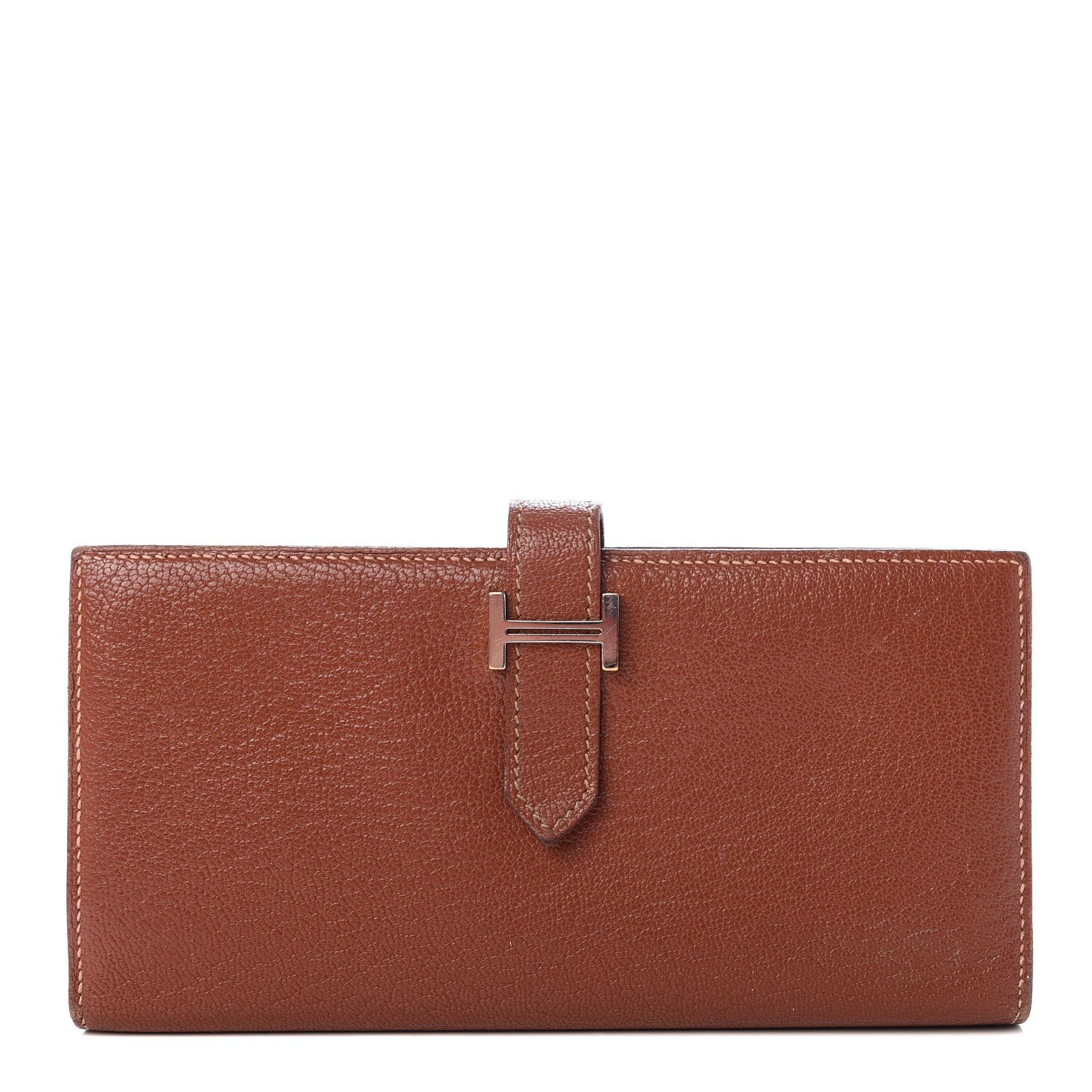 Hermes Chevre Mysore Bearn Gusset Wallet Noisette 1 of 7