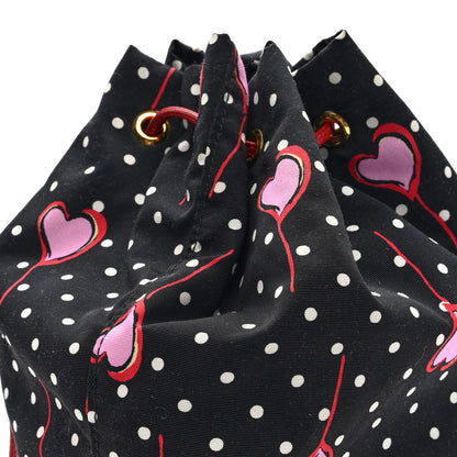 Miu Miu Nylon Polka Dots Heart Print Drawstring Pouch Black Multicolor 6 of 6