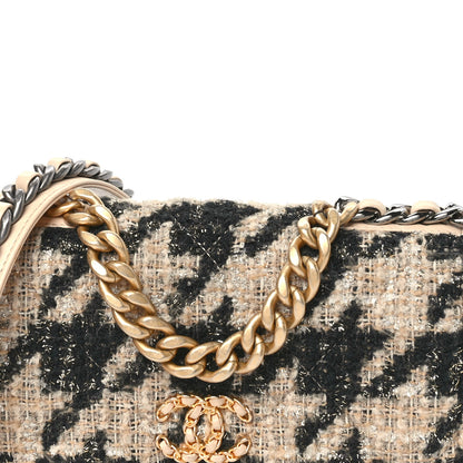 Chanel Wool Tweed Lambskin Quilted Chanel 19 Wallet On Chain WOC  Beige Black 8 of 11