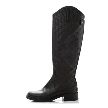 Gucci Guccissima Calfskin Miro Soft Knee High Riding Boots 39 Chocolate 1 of 14