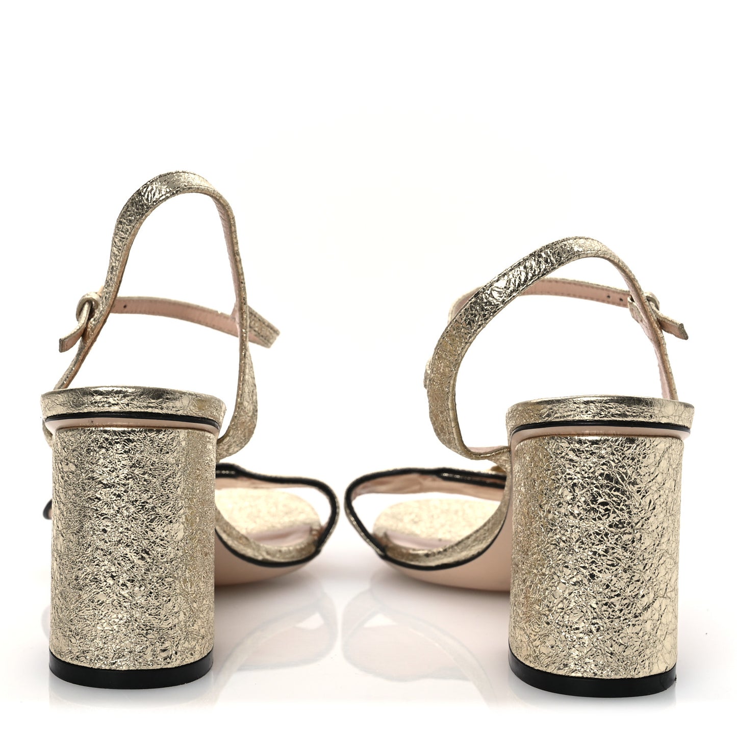 Galassia GG Marmont Ankle Wrap 75mm Sandals 37 Platino