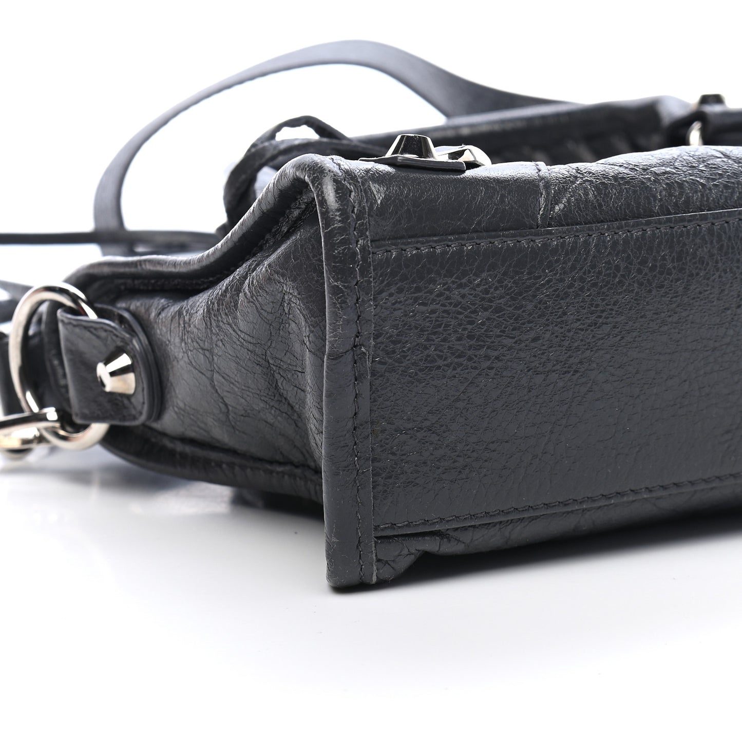 Agneau Classic Silver Hardware Mini City Gris Fossile