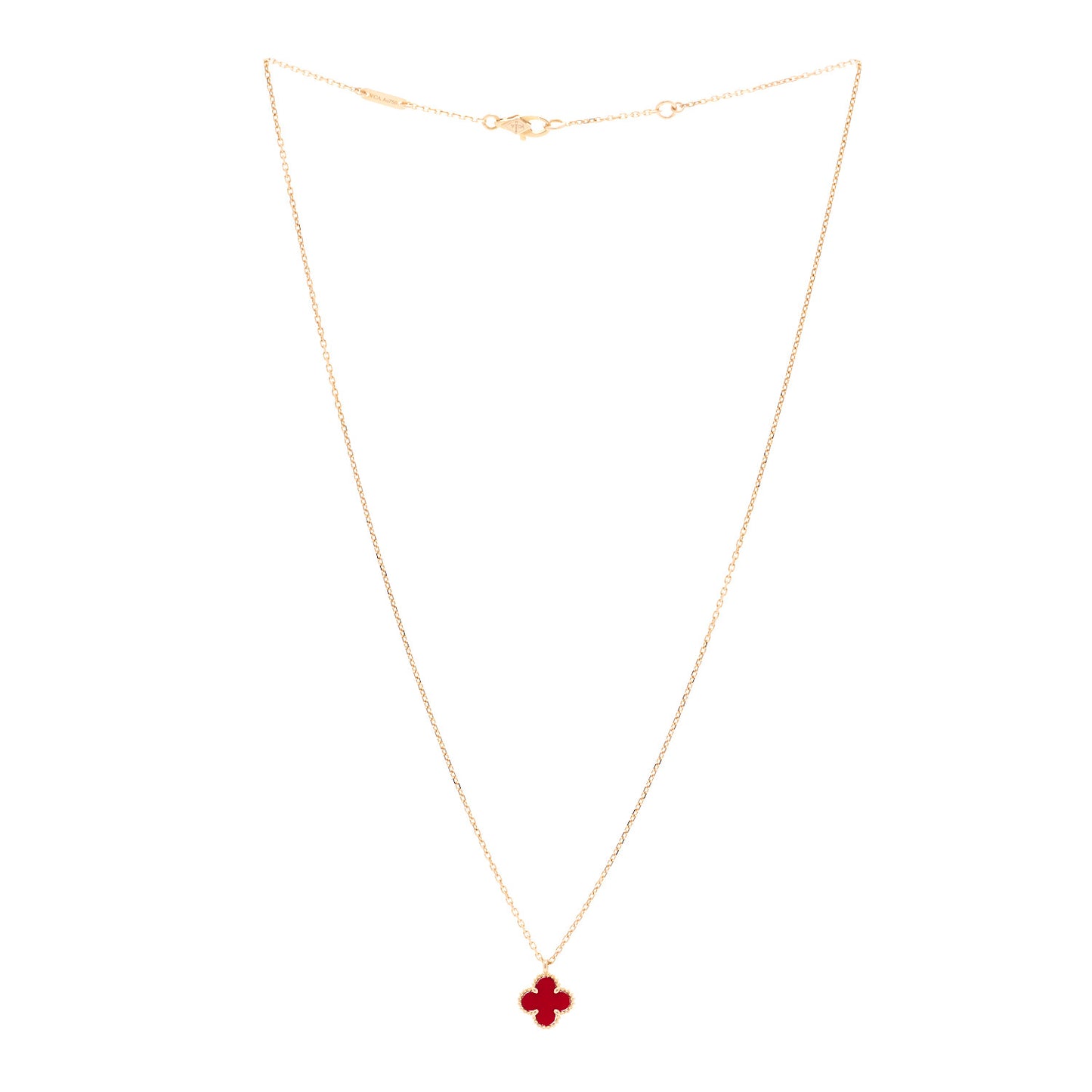 18K Rose Gold Carnelian Sweet Alhambra Pendant Necklace