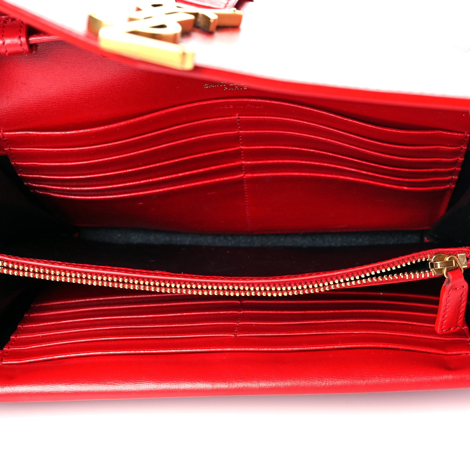 Saint Laurent Smooth Calfskin Monogram Sulpice Chain Wallet Red 4 of 16