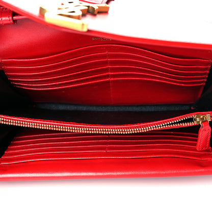 Saint Laurent Smooth Calfskin Monogram Sulpice Chain Wallet Red 4 of 16