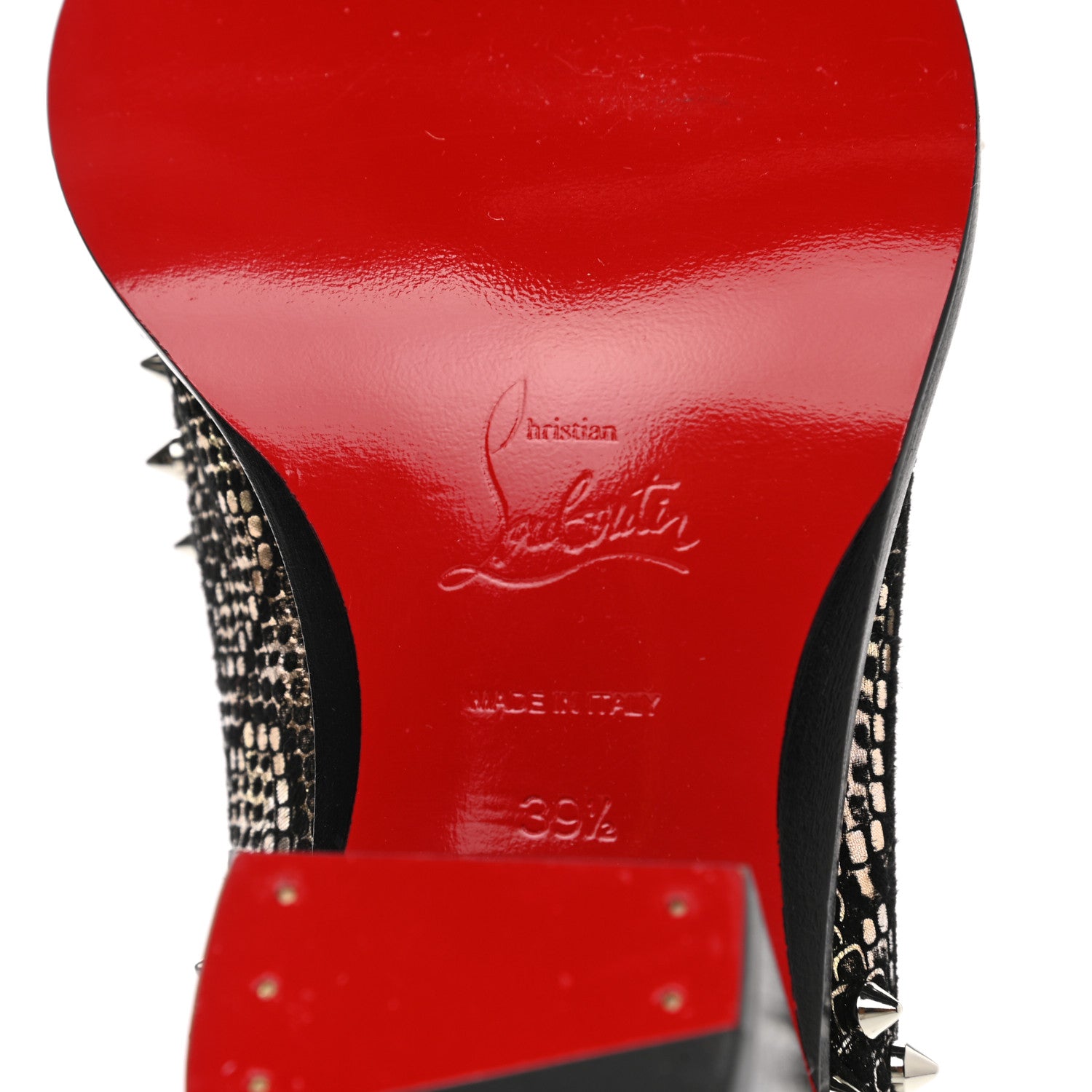 Christian Louboutin Calfskin Suede Embossed Snakeskin Spiked With My Guitar Chelsea Boots 39.5 Black 6 of 7