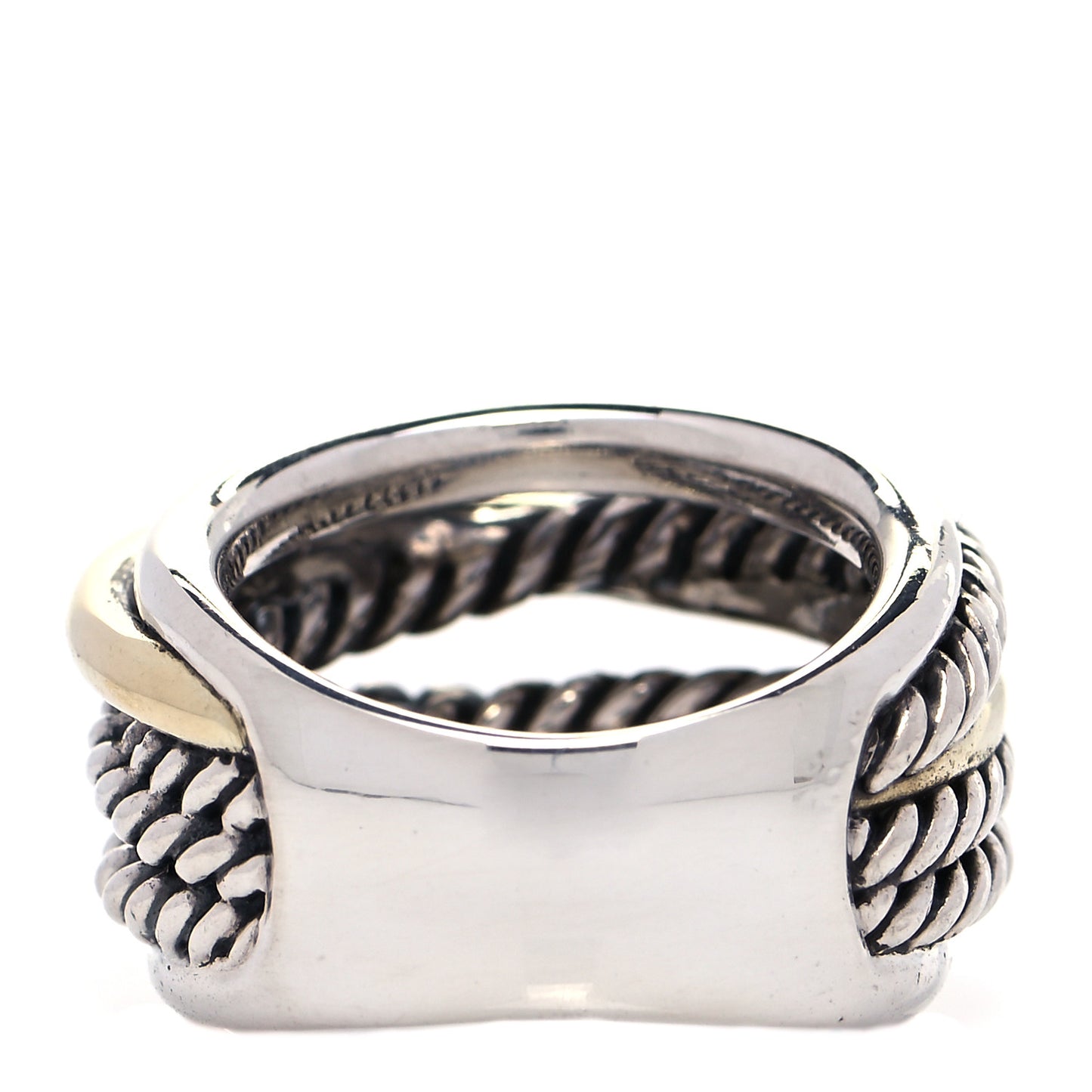 Sterling Silver 14K Yellow Gold Narrow Crossover Ring 49 5