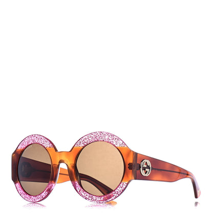 Gucci Acetate Round GG0084S Sunglasses Glitter Fuchsia 1 of 7