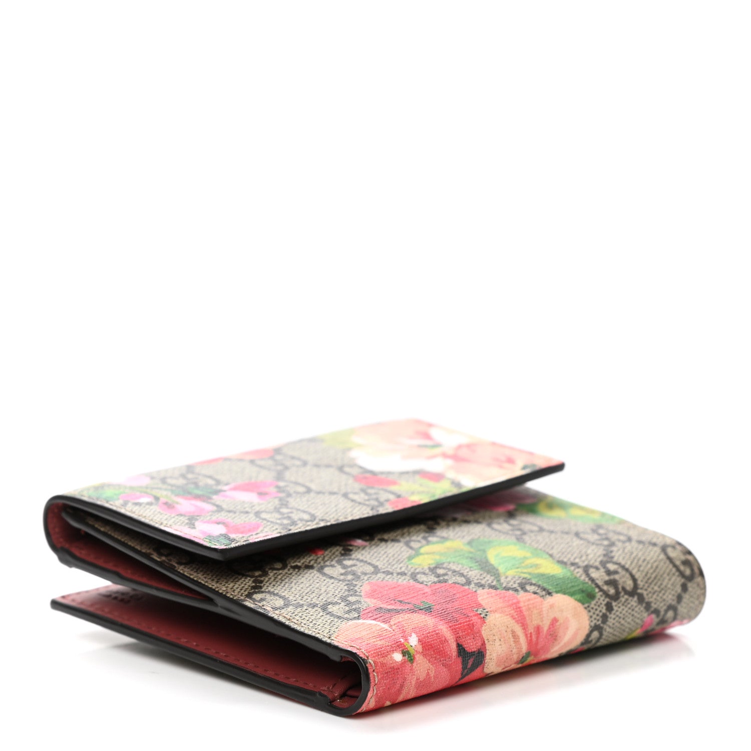 Gucci GG Supreme Monogram Blooms French Flap Wallet Beige Multicolor Dry Rose 4 of 9