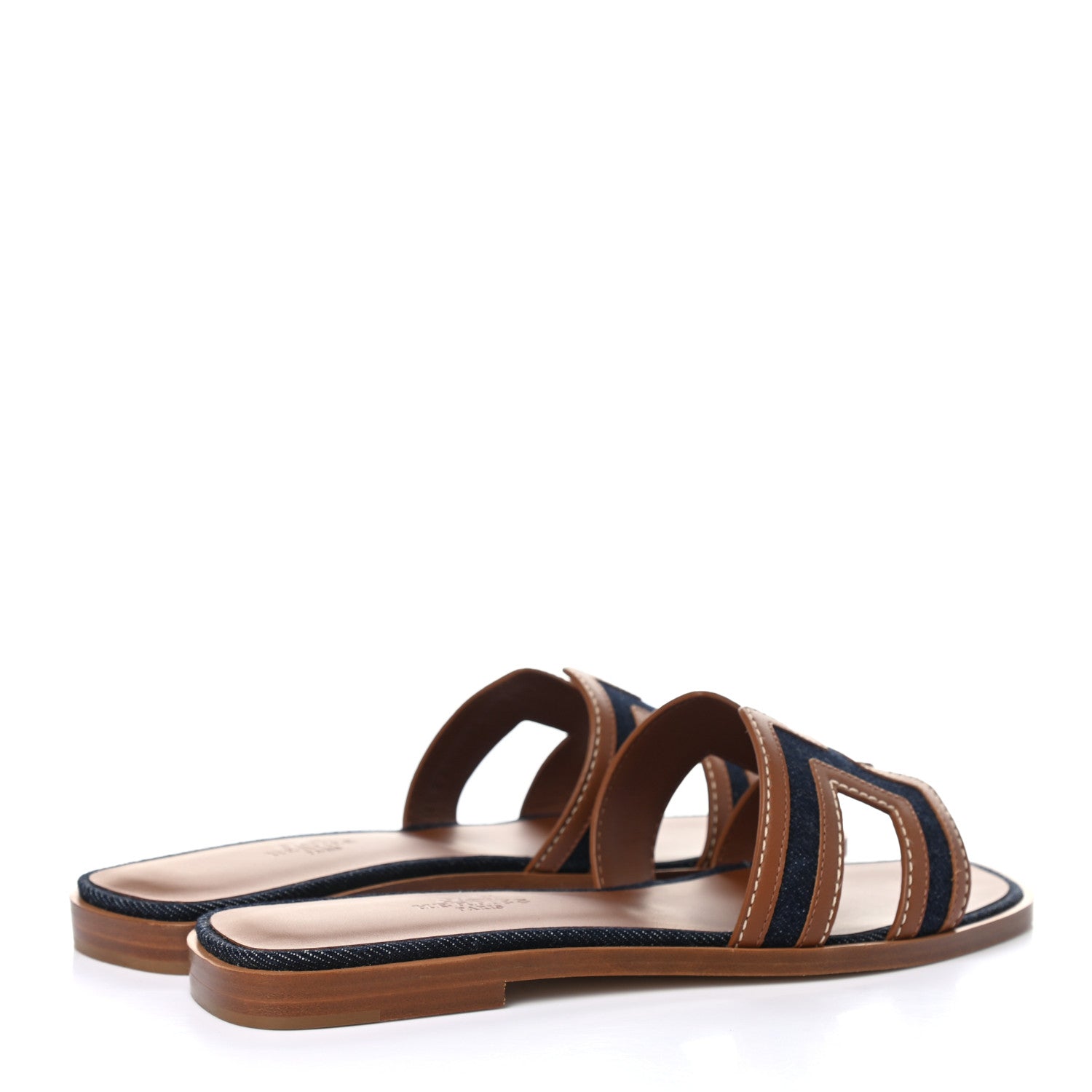 Hermes Calfskin Denim Oran Sandals 36 Bleu Brut Gold 4 of 9