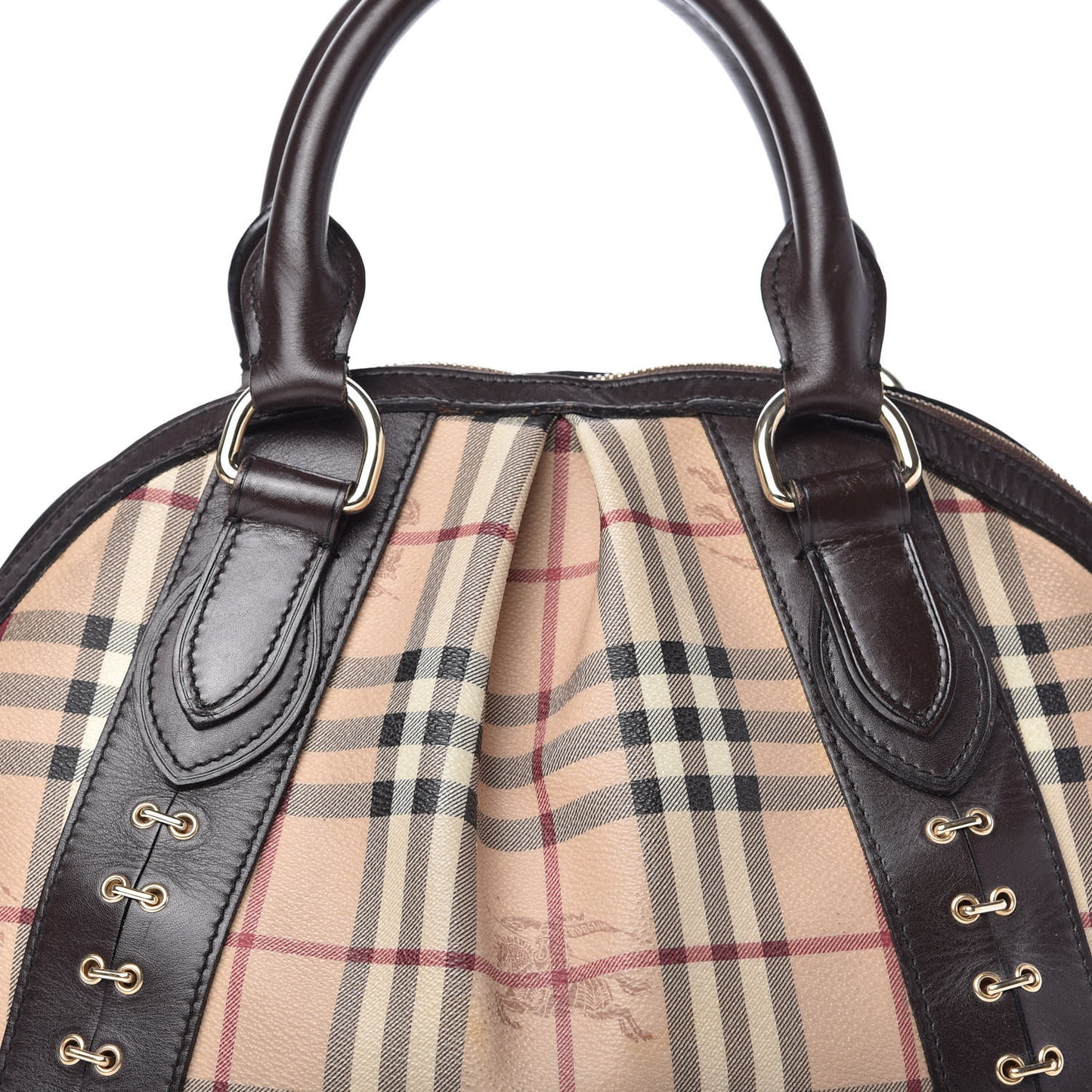Haymarket Check Metal Stitch Thornley Satchel Chocolate
