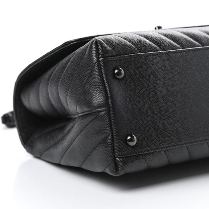 Chanel Caviar Chevron Quilted Small Coco Handle Flap So Black 9 of 10