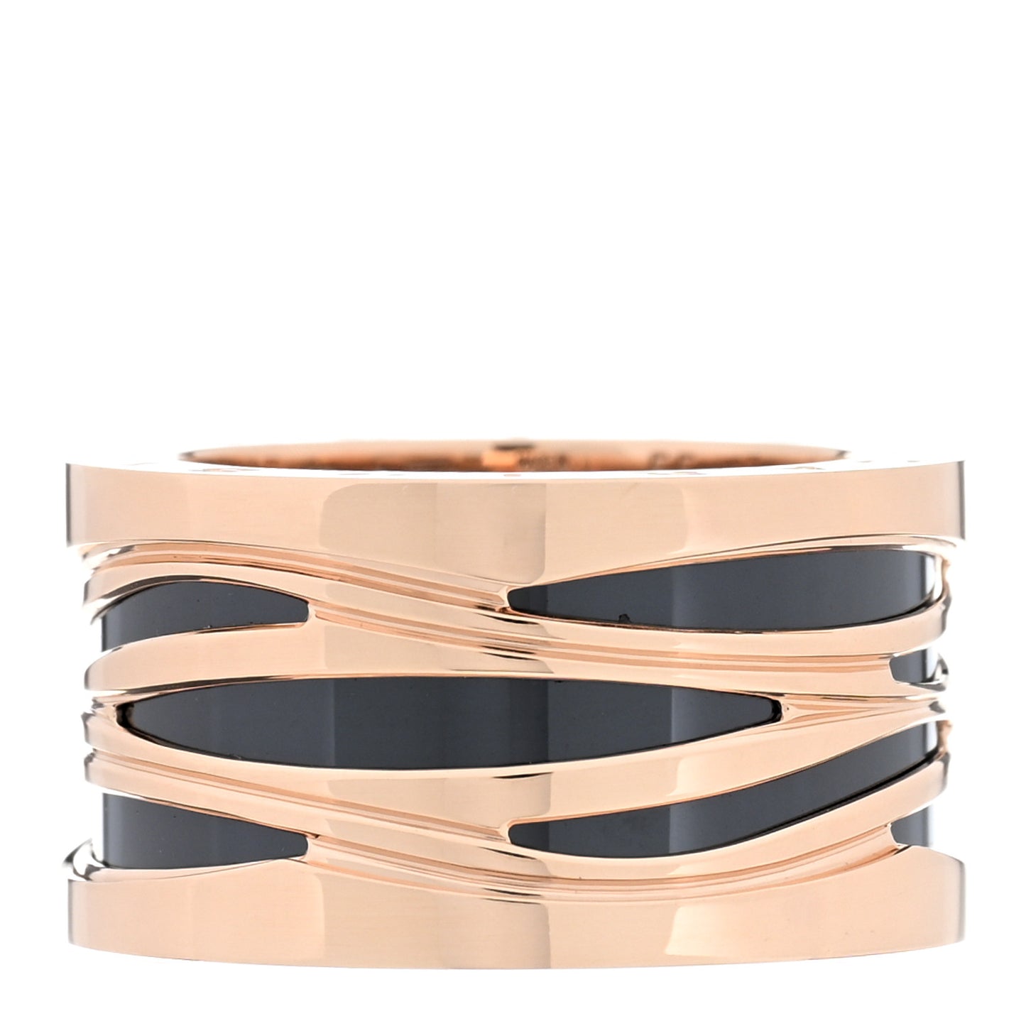 18K Rose Gold Black Ceramic B.Zero1 Legend Four-Band Ring 55 7.25