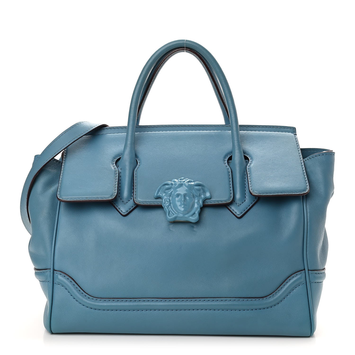 Versace Calfskin Large Palazzo Empire Bag Blue 1 of 14