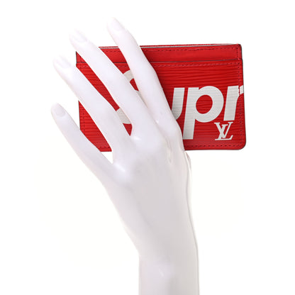 Louis Vuitton X SUPREME Epi Card Holder Red 2 of 13