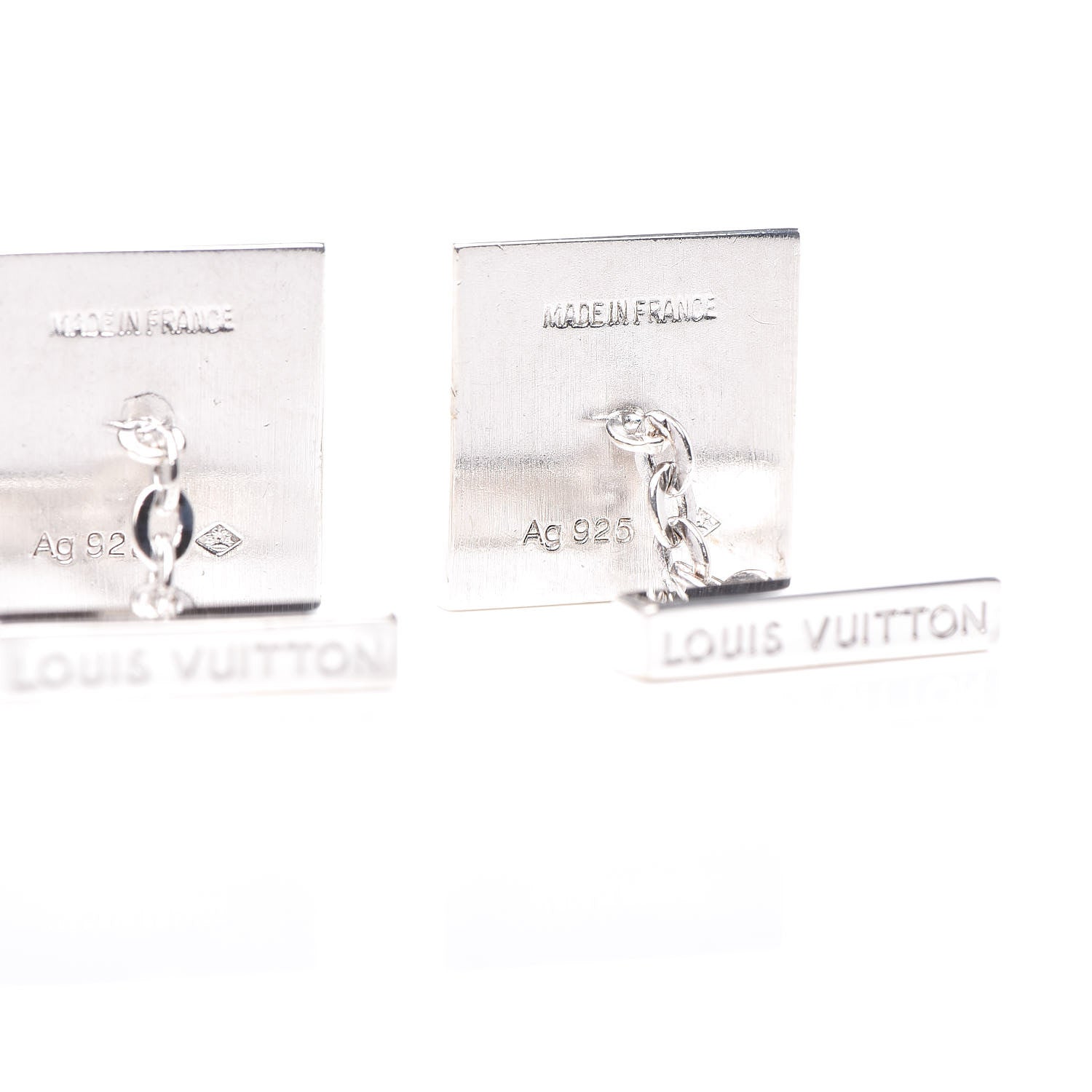 Louis Vuitton Sterling Silver Cufflinks and Damier Ebene Case 4 of 6