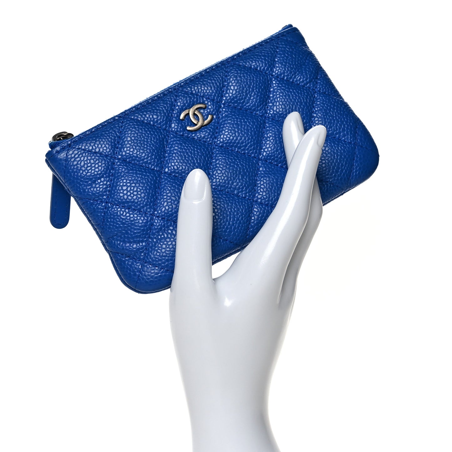 Caviar Quilted Small Cosmetic Case Blue