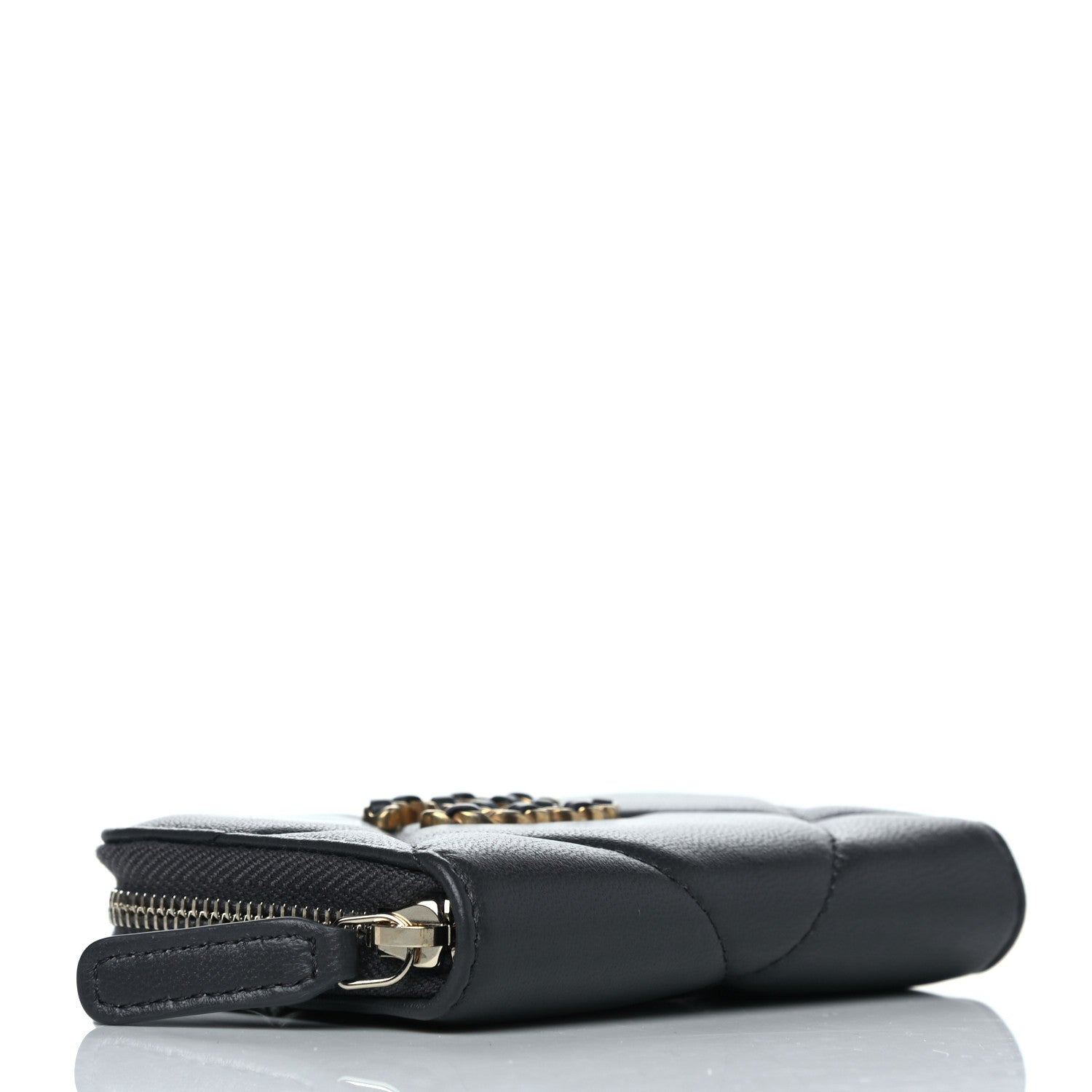 Chanel Lambskin Quilted Chanel 19 Zip Around Coin Purse Wallet Dark Grey 4 of 9