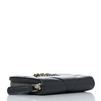 Chanel Lambskin Quilted Chanel 19 Zip Around Coin Purse Wallet Dark Grey 4 of 9