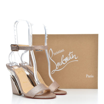 Christian Louboutin PVC Glitter Levitallo 100 Sandals 38.5 Nude 10 of 10