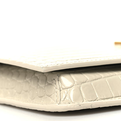 Saint Laurent Crocodile Embossed Monogram Phone Holder Crossbody Blanc Vintage 9 of 10