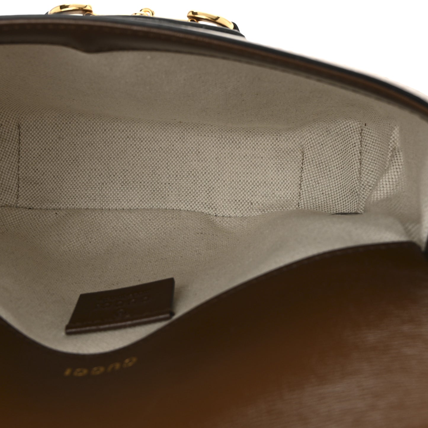 GG Supreme Monogram Azalea Calfskin Web Mini Horsebit 1955 Shoulder Bag Beige Ebony Brown Sugar