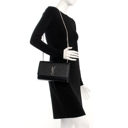 Saint Laurent Grain De Poudre Medium Classic Monogram Kate Satchel Black 2 of 6