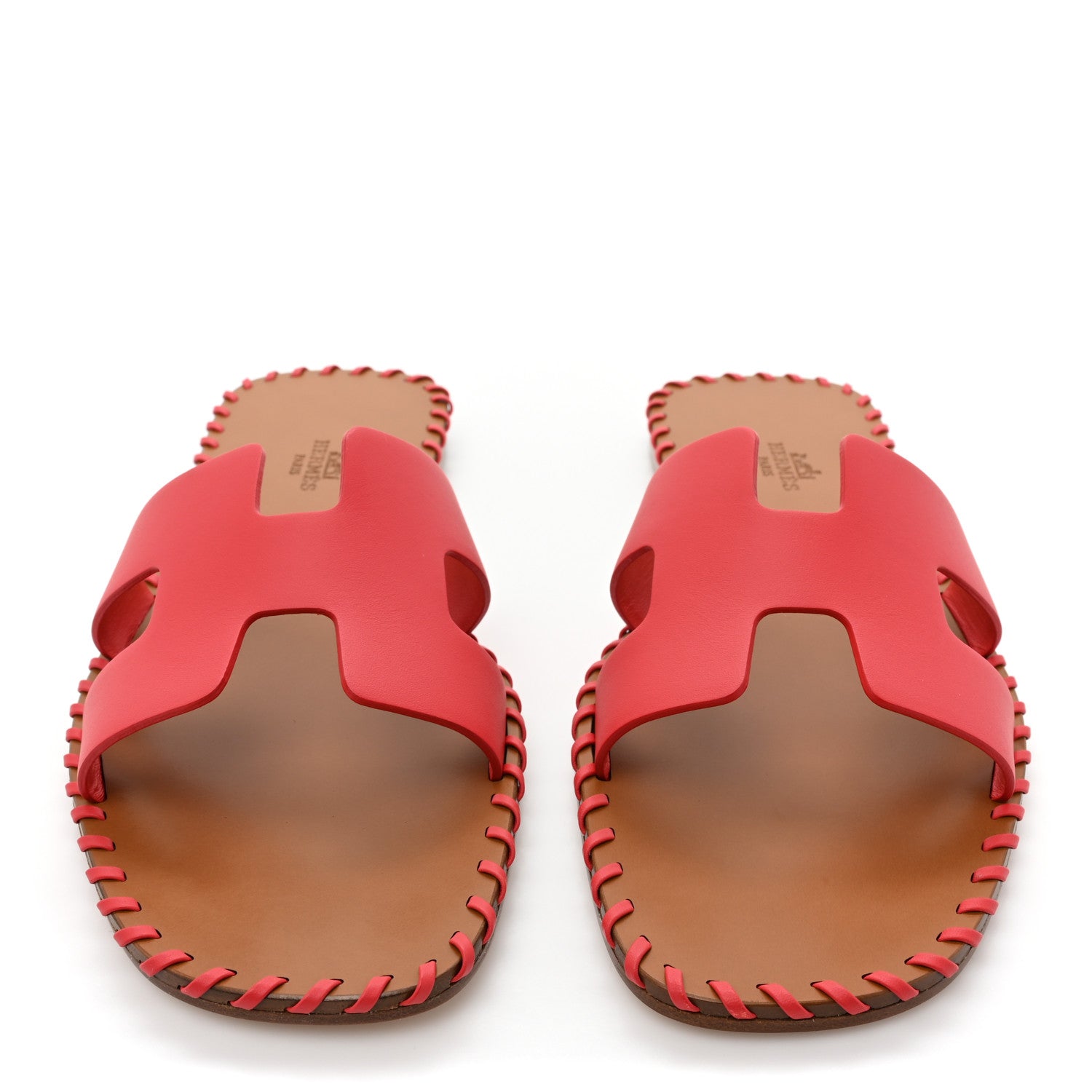 Hermes Box Calfskin Braided Oran Sandals 39 Rouge Grenadine 2 of 9