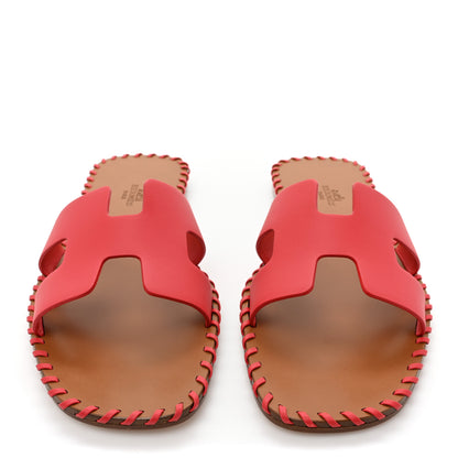 Hermes Box Calfskin Braided Oran Sandals 39 Rouge Grenadine 2 of 9