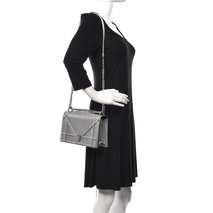 Christian Dior Metallic Patent Micro-Cannage Medium Diorama Flap Bag Silver 2 of 10