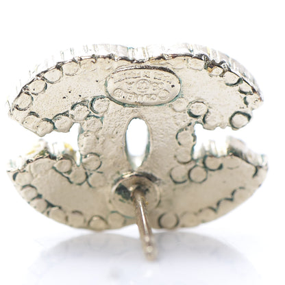 Chanel Crystal CC Enamel Striped Stud Earrings Gold 4 of 7